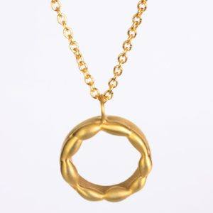 The yellow open circle gold 14k better not bitter pendant necklace designed with 14k bail and an adjustable length 14K chain necklace. This handmade pendant necklace is apart of the sweet fine jewelry collection made with love in New York City