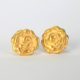 18 carat yellow gold humility rosette earrings. This sweet fine jewelry collection features a cascading gold texture design on top of the surface on the post earrings
