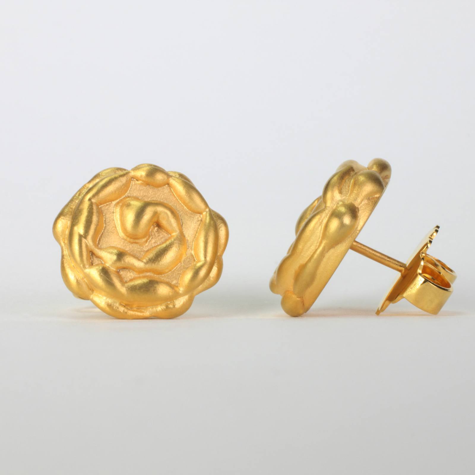 The Humility Rosette Gold Earrings 14k Or 18k Ezzykaia A Pair Of 18 Karat Yellow Gold Earrings These Are Made With An Unusual