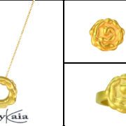 Gold earrings, gold rings and gold necklaces by EzzyKaia
